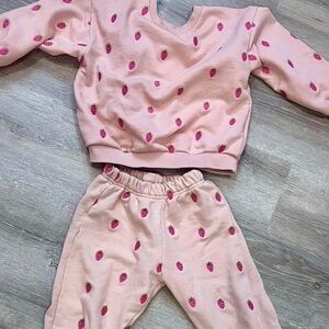 Zara girl strawberry sweat suit